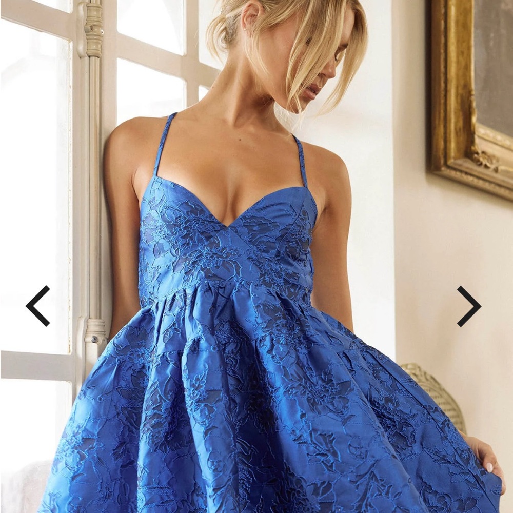 Selfie Leslie Blue Jacquard Dress